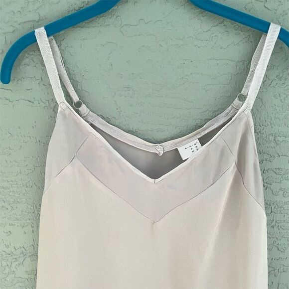 A New Day Women's Beige Silky Tank Top V-Neck Sleeveless M - Picture 3 of 9